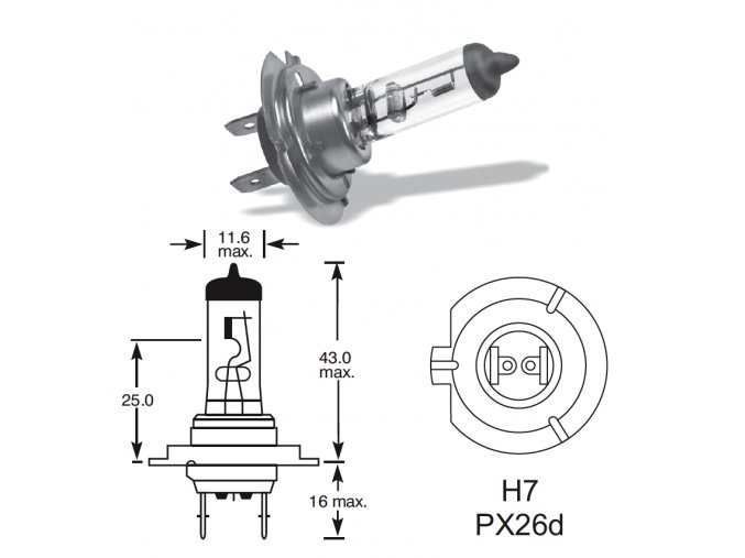 12V H7 55W PX26D Elta 1ks