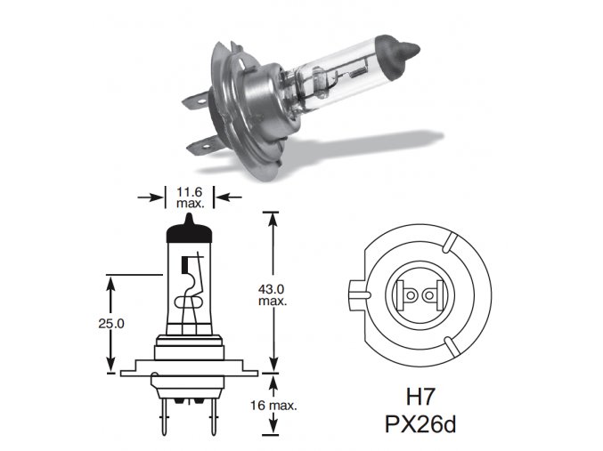 12V H7 100W PX26D 