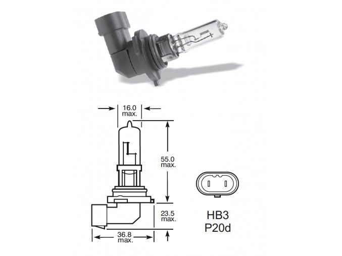 12V HB3 100W P20D