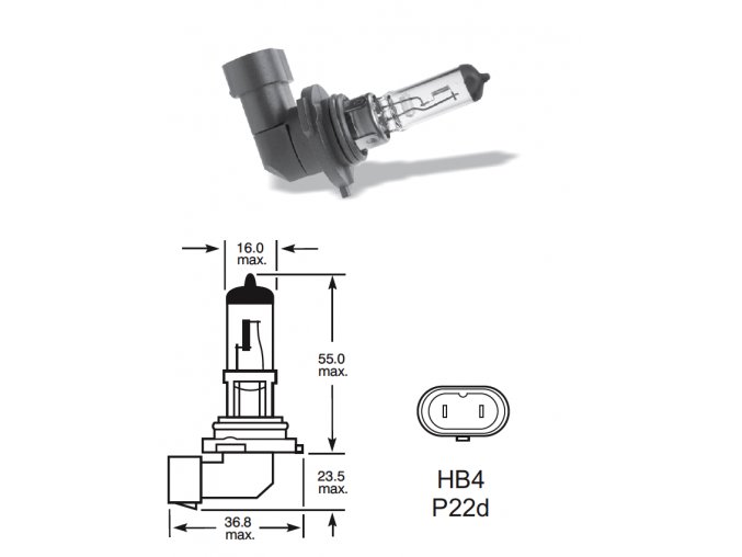 12V HB4 51W P22D 1ks