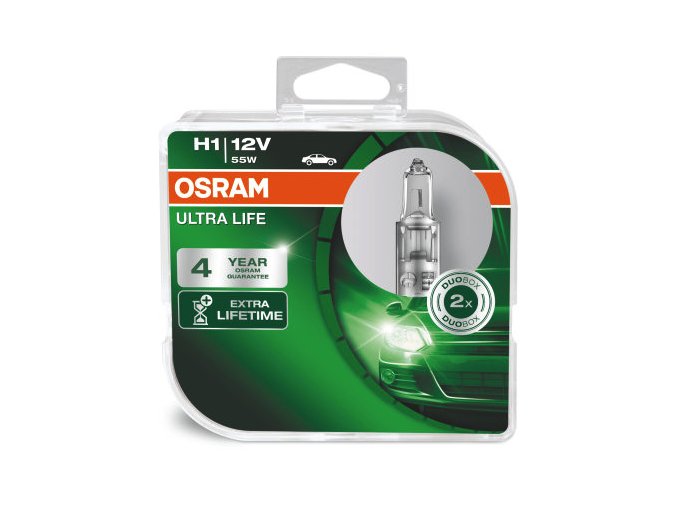 12V H1 55W P14,5S Osram ULTRA LIFE, SADA