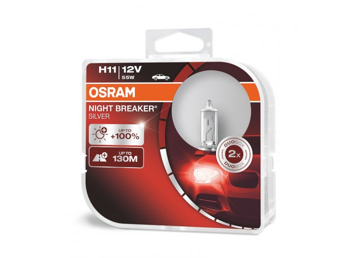 Osram 12V H11 55W PGJ-2 NIGHTBREAKER SILVER +100% sada