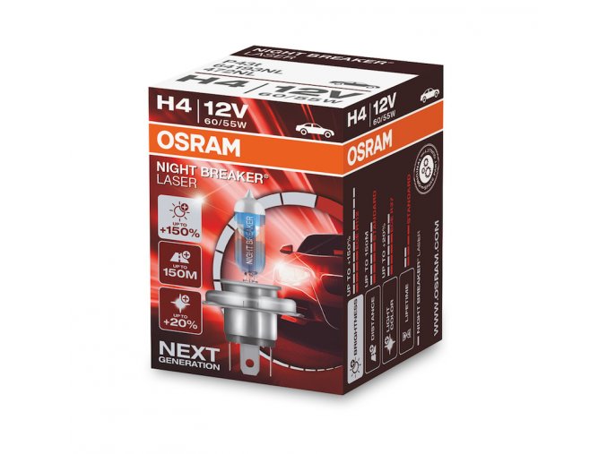 12V H4 60-55W P43T Osram NIGHTBREAKER LASER +150%, NOVÁ GENERACE 1ks