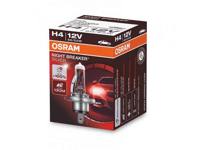 Osram 12V H4 60-55W P43T NIGHTBREAKER SILVER +100% 
