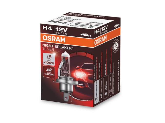 12V H4 60-55W P43T Osram NIGHTBREAKER SILVER +100% 1ks