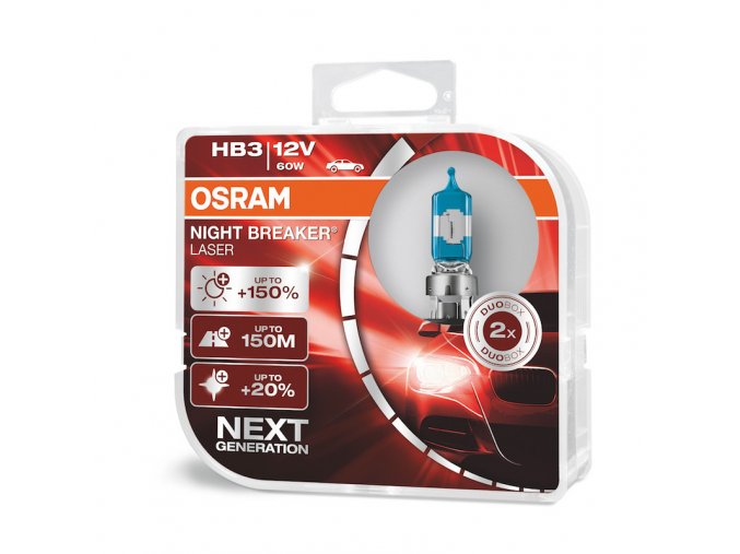 12V HB3 60W P20D Osram NIGHTBREAKER LASER +150%, NOVÁ GENERACE, SADA