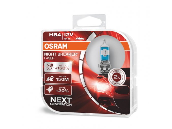 Osram 12V HB4 51W P22d NightBreaker Laser +150% sada