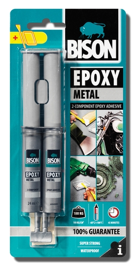 Bison Epoxy Metal - Dvousložkové epoxidové lepidlo s kovovým zabarvením 24ml