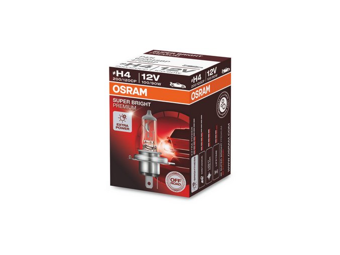 12V H4 100-90W P43T Osram SUPER BRIGHT PREMIUM 1ks